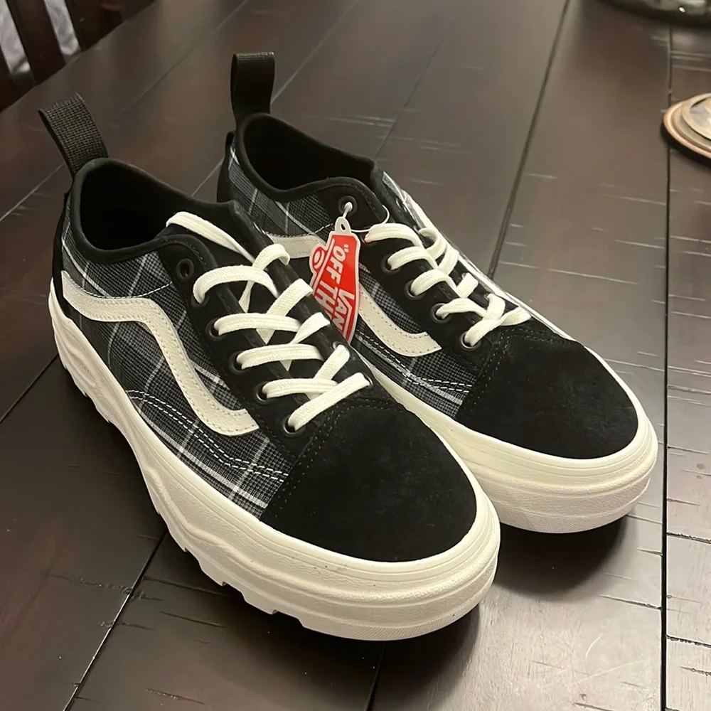 Sentry Old Skool shoes sneakers new glitter black plaid women’s sizes